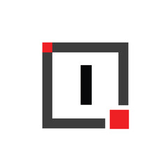 I company name with Square icon. I red square monogram.