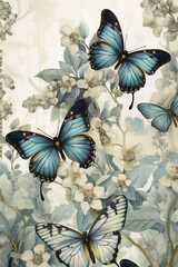 Butterfly Poster with blue nuances
