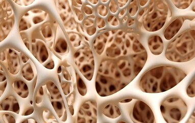 Bone tissue, generative ai macro view illustration porous texture of the bone