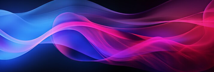 Fototapeta premium abstract purple and blue waves on black background