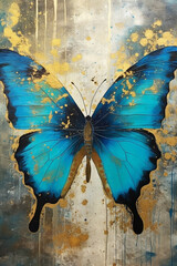 Obraz premium Butterfly Poster with blue nuances