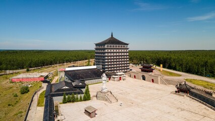 Aerial view of Dragon Gate, a picturesque structure located in Alvkarleby, Sweden