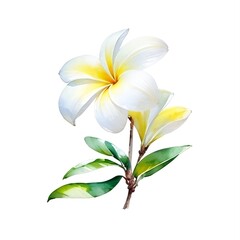 Frangipani watercolor flowers, generative ai