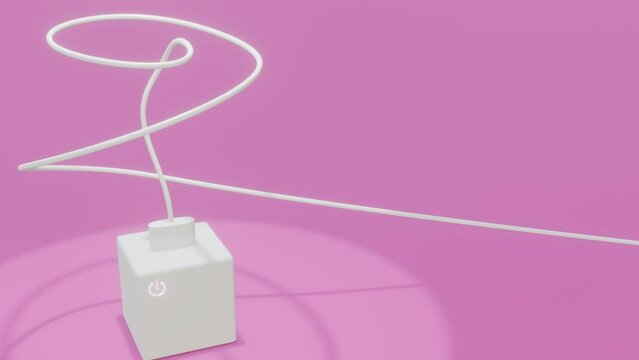 usb Type-c cord connect animation with ac adapter. peripheral equipment. computer accessories.