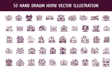 collection hand drawn home vector illustration. hand drawn vector illustration