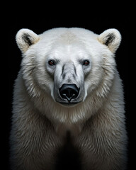 Fototapeta premium Generated photorealistic image of a polar bear on a black background