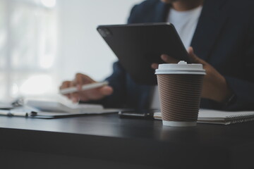 Business Documents, Auditor businesswoman checking searching document legal prepare paperwork or report for analysis TAX time,accountant Documents data contract partner deal in workplace office