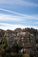 Fototapeta na wymiar Limestone rock formations in El Torcal de Antequera nature reserve, in Spain