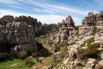 Limestone rock formations in El Torcal de Antequera nature reserve, in Spain