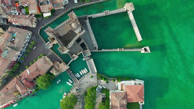 Aerial View of Scaliger Castle, City and Peninsula of Sirmione