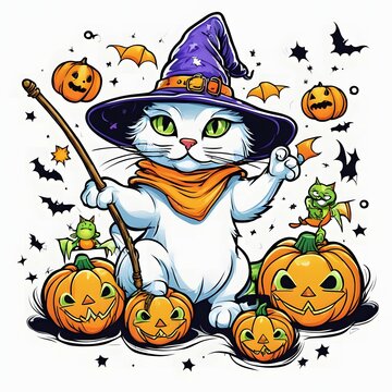 Cute Halloween Cat Sublimation Clipart