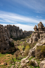 Fototapeta na wymiar Limestone rock formations in El Torcal de Antequera nature reserve, in Spain