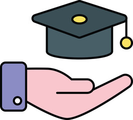 Graduate Cap Color outline icons design style