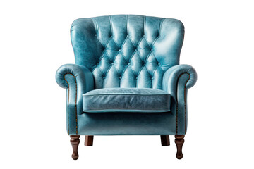 Blue armchair isolated on white background. Generative AI