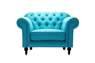 Blue armchair isolated on white background. Generative AI