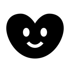 ハート、笑顔を表す塗りつぶしスタイルのアイコン