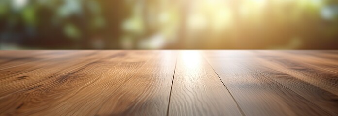 Outdoor Wooden Floor with Blurred Background. Generative AI