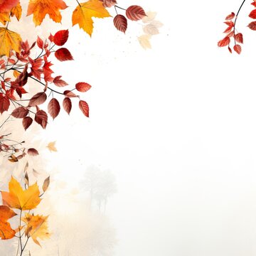 Autumn tree and leaf with white background high quality ai generated image
