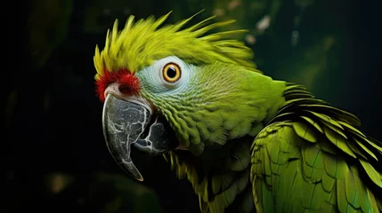 Gordijnen A wild  green parrot © lara