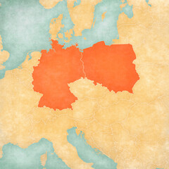 Map of Central Europe - Germany and Poland