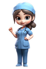 Young smiling woman surgeon isolated on white background. Generative AI