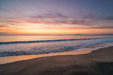 Mesmerizing view of the golden sunset over the sea
