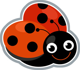 cartoon scene with funny ladybug bug insect flying isolated illustration for children