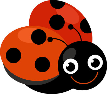 cartoon scene with funny ladybug bug insect flying isolated illustration for children