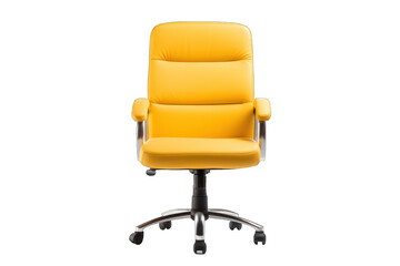 Yellow office chair isolated on white background. Generative AI - obrazy, fototapety, plakaty
