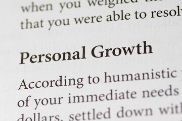Close-up of the term Personal Growth on paper background