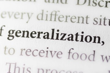 Close-up of the word "Generalization" on a plain paper background