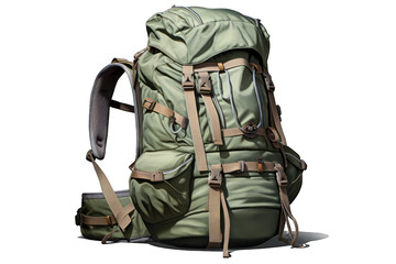 Naklejka premium modern hiking backpack isolated on white background. Generative AI
