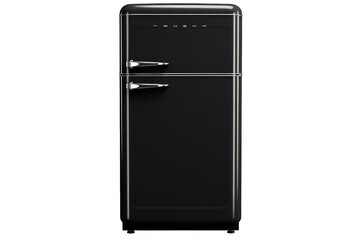 Retro style black fridge isolated on white background. Generative AI