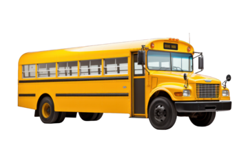 School bus isolated on white background. Generative AI