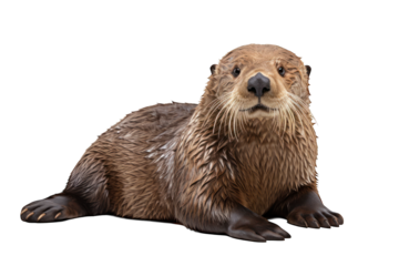 Sea otter isolated on white background. Generative AI