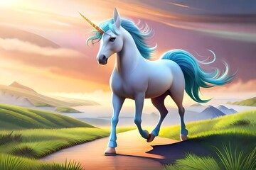 Obraz na płótnie Canvas Colorful Unicorn Dreamland generative ai