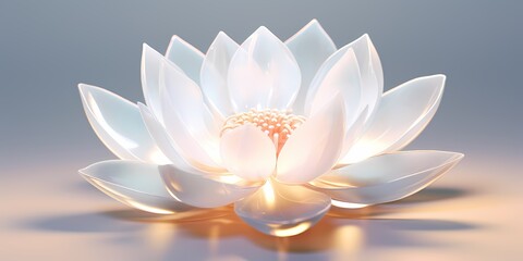 Beautiful white lotus on a light background. Generative AI.