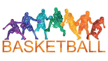 Basketball vector colorful illustration. Silhouettes of basketball players.	
