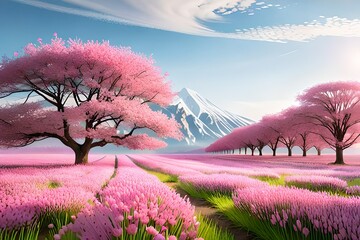 spring landscape with blossoms