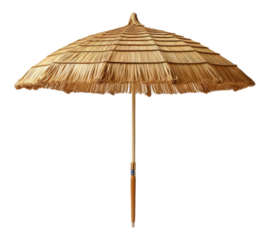 Straw Beach Umbrella Isolated on Transparent Background
