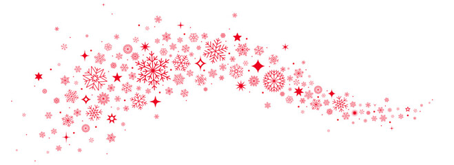 Christmas border with red snowflakes and stars. - 636422125