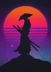 Fototapeta na wymiar silhouette of a samurai