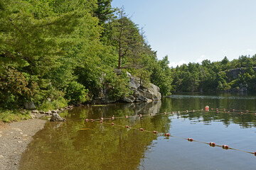 Minnewaska State Park Preserve located on Shawangunk Ridge in Ulster County, New York. Place to swim on Lake Minnewaska - obrazy, fototapety, plakaty