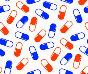 Seamless pattern of medical pills, medicines. Vector background on a medical theme.