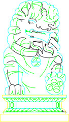 Sketch vector illustration of chinese traditional ethnic old ancient garden sculpture design