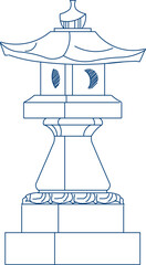 Vector illustration sketch of traditional ethnic ancient old garden lamp design