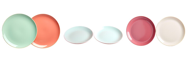 Two plates separated on a transparent background