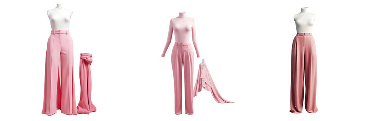 Mannequin with pink clothes and pants on transparent background