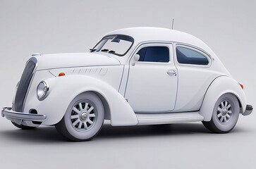 3d white car on white background