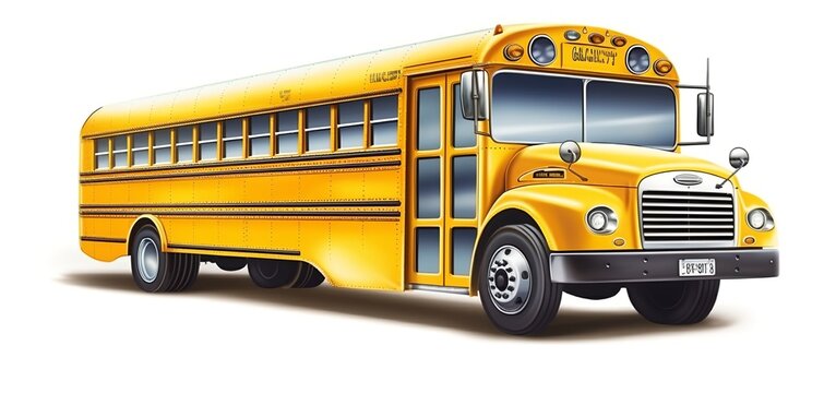 School bus, generative ai picture on white background